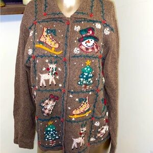OHI Vintage holiday Christmas sweater cardigan